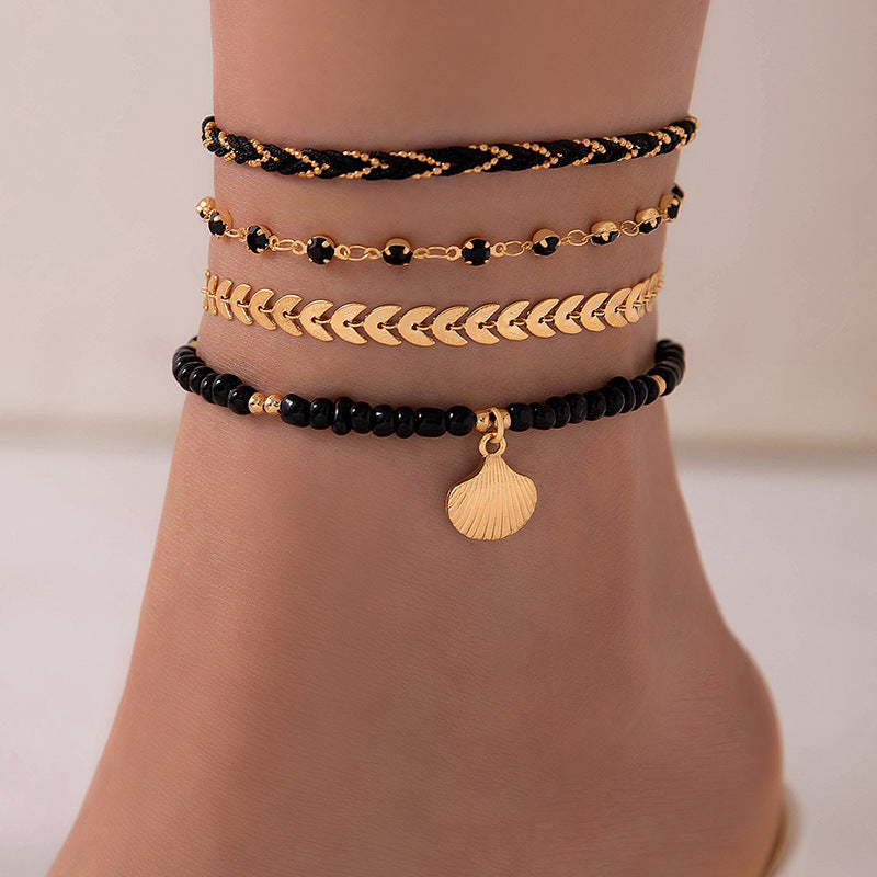 Set of 4 Unisex Bohemian Anklets