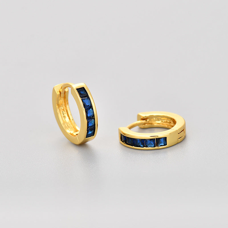 Simple circular zirconia earrings