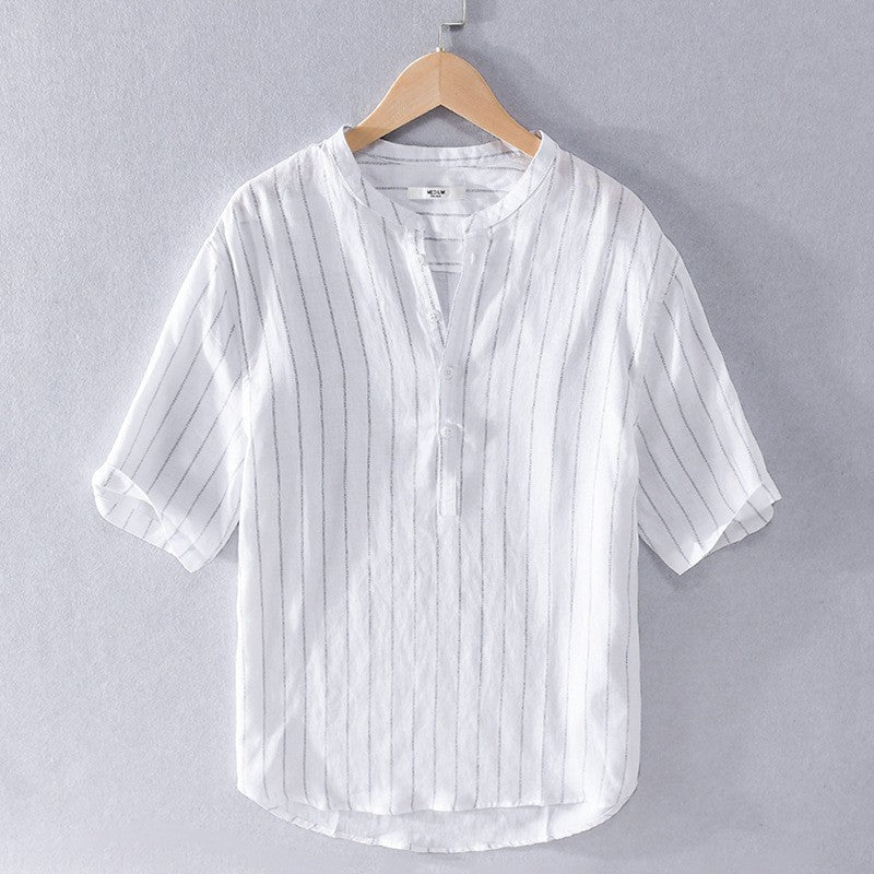 Men's Stand Collar Pullover Shirt