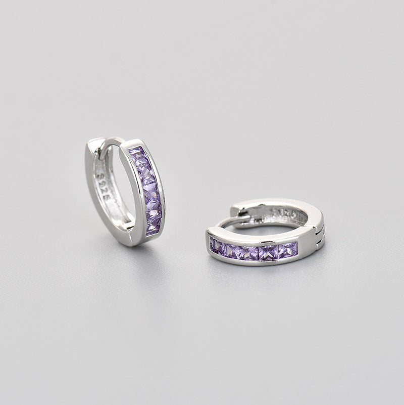 Simple circular zirconia earrings