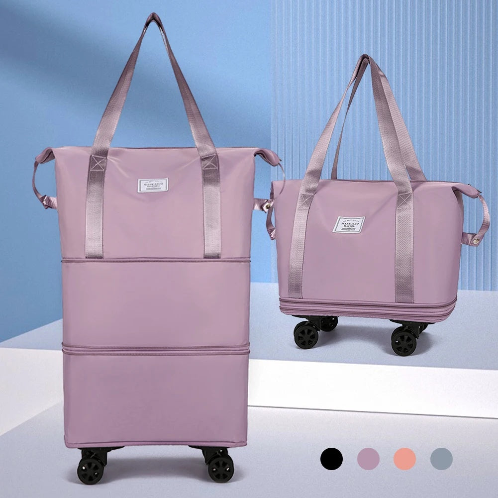Folding Luggage Bag Expandable Rolling duffle pack With Wheel Large Capacity