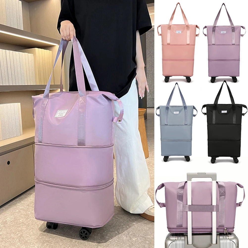 Folding Luggage Bag Expandable Rolling duffle pack With Wheel Large Capacity