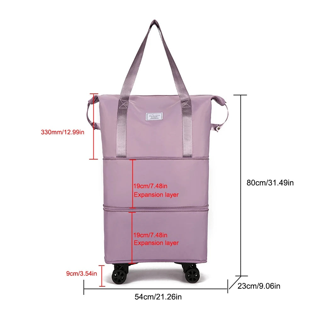 Folding Luggage Bag Expandable Rolling duffle pack With Wheel Large Capacity