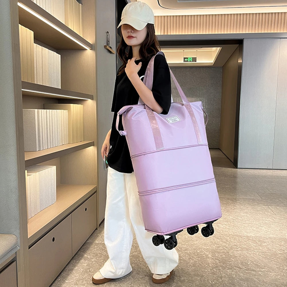 Folding Luggage Bag Expandable Rolling duffle pack With Wheel Large Capacity
