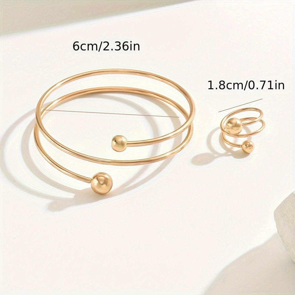 14K Gold Plated Bangle And Ring Set