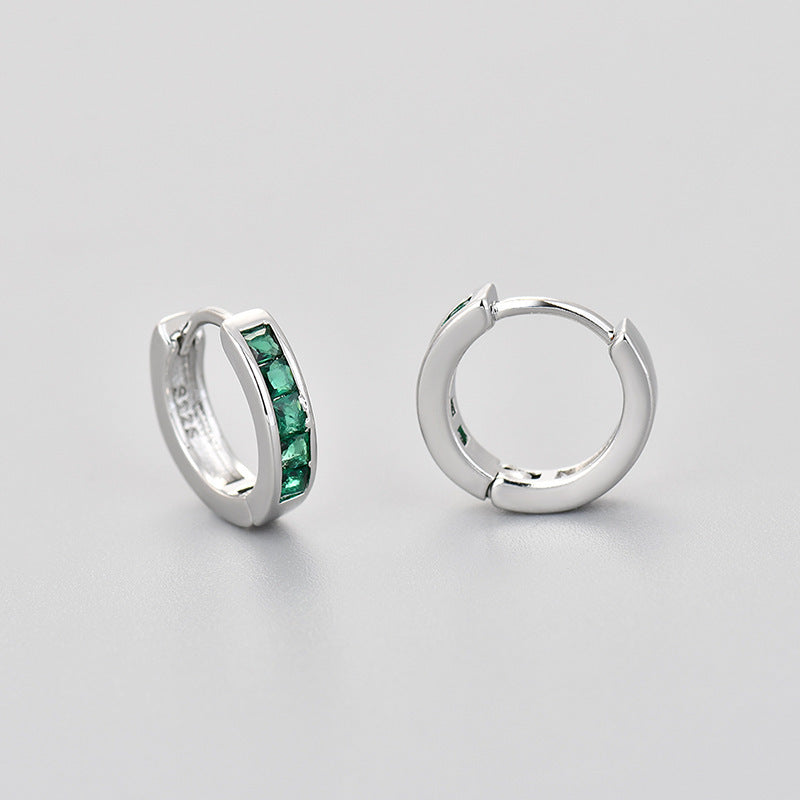 Simple circular zirconia earrings