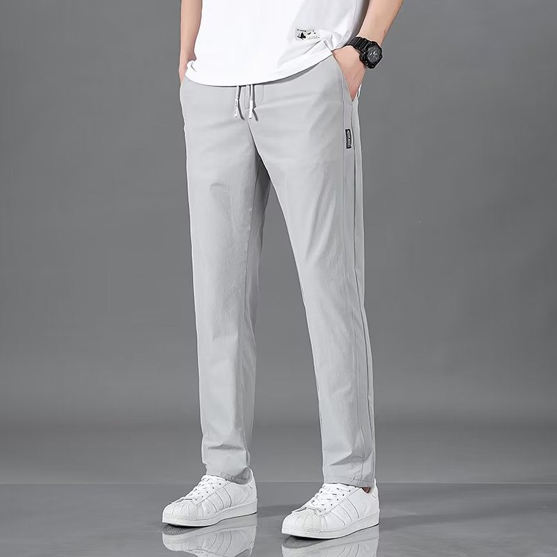 Men's casual silk straight pants