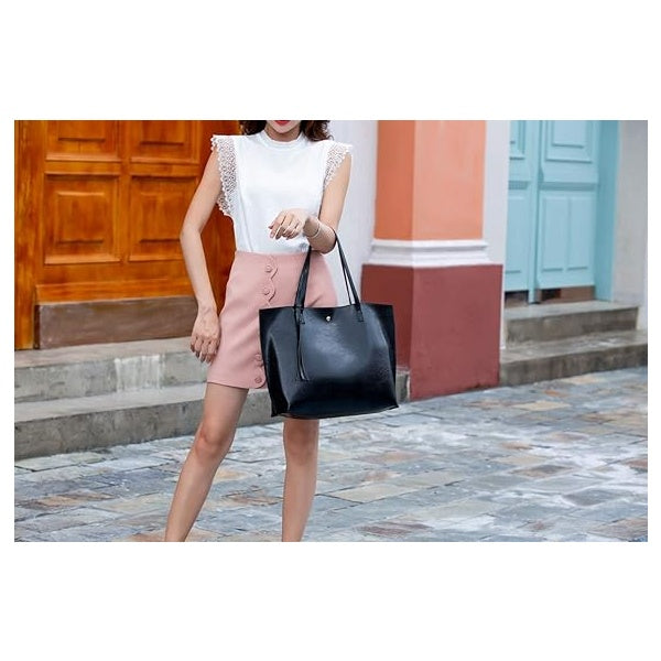 Women's Soft Faux Leather Tote Shoulder Bag