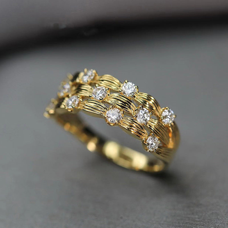 Women's Retro Starry Leaf Ring