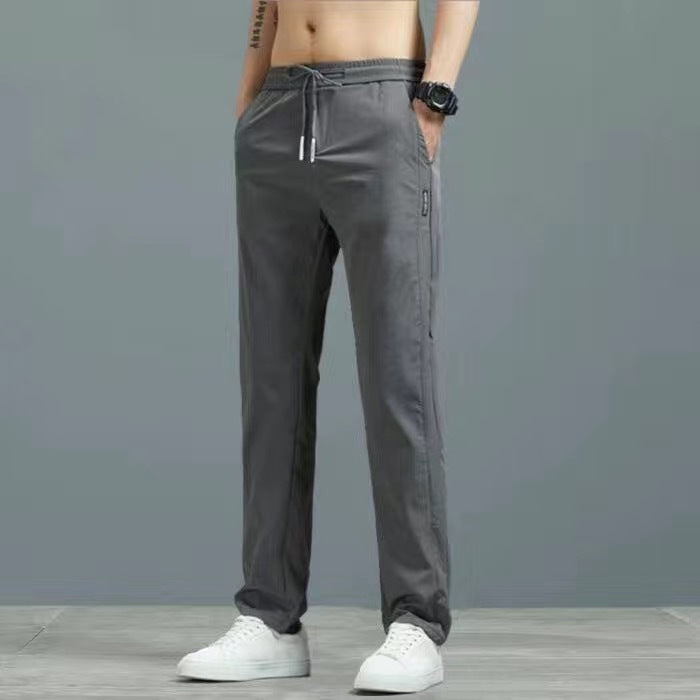 Men's casual silk straight pants