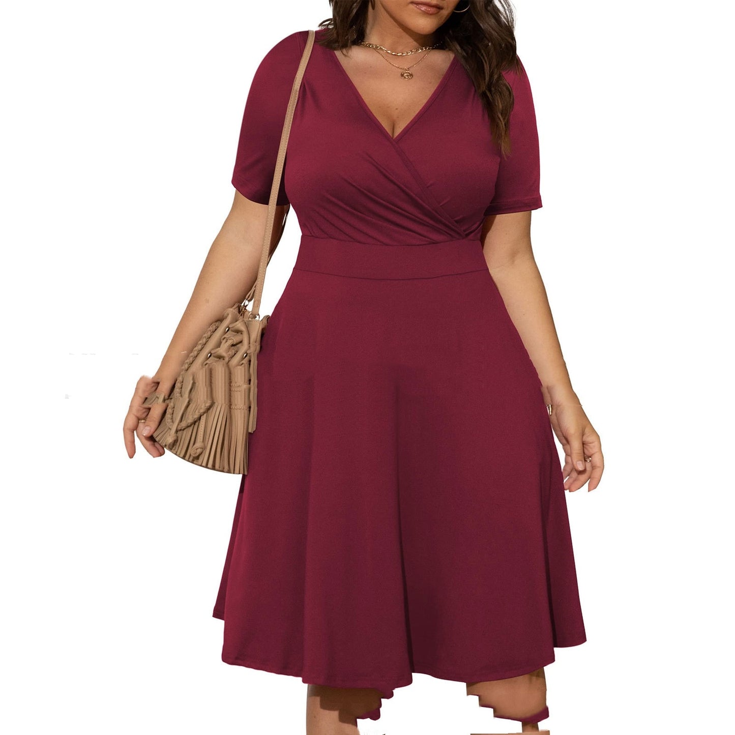 Women´s V-neck Fashion Casual Short Sleeve