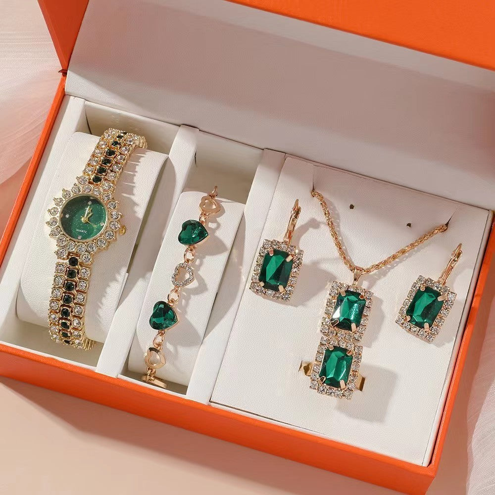 Women's Gift set with ring, steel bracelet and quartz watch