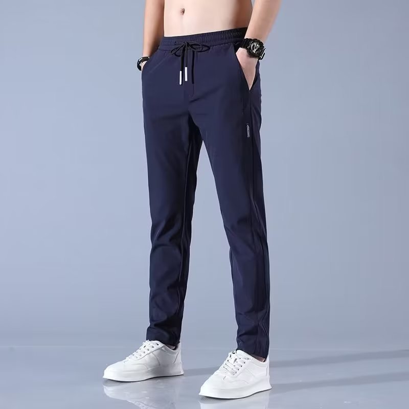 Men's casual silk straight pants