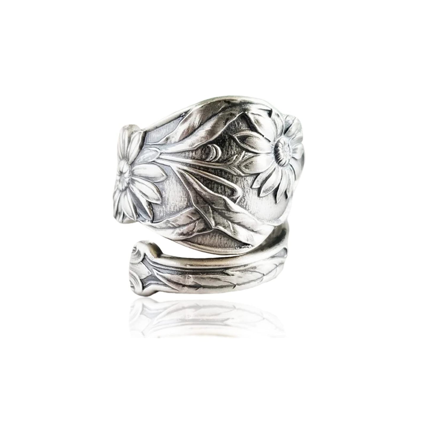Women's Retro Carved Sunflower Design Ring