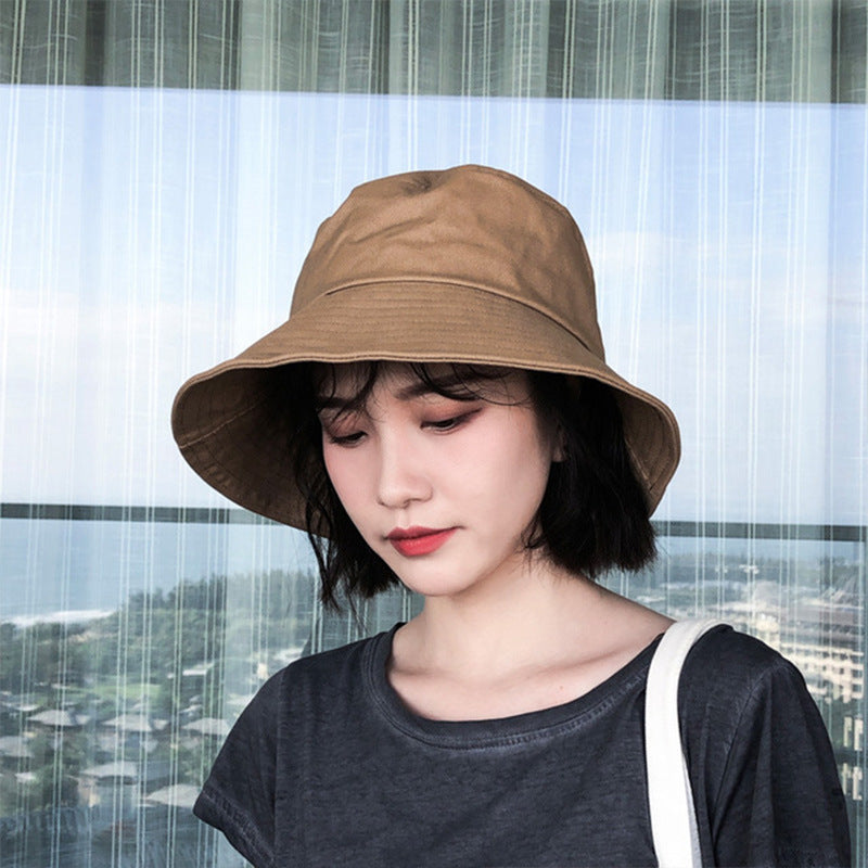 Women's Fisherman Hat Big Brim Sun Protection Solid Color Bucket Hat
