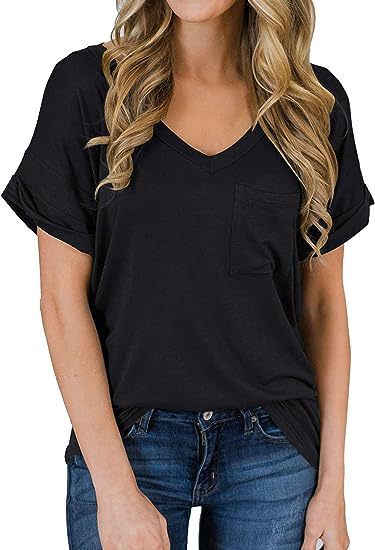 Simple Casual V-neck Short Sleeve
