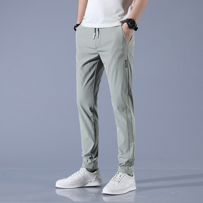 Men's casual silk straight pants
