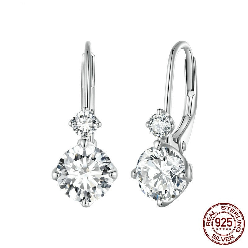 1 Carat Moissanite Clip-On Earrings in S925 Sterling Silver
