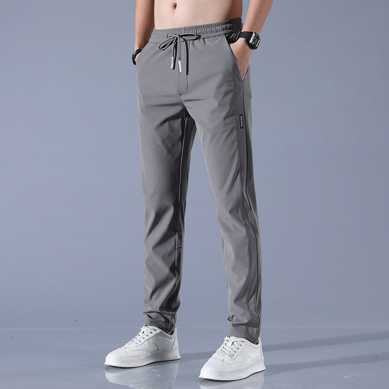 Men's casual silk straight pants