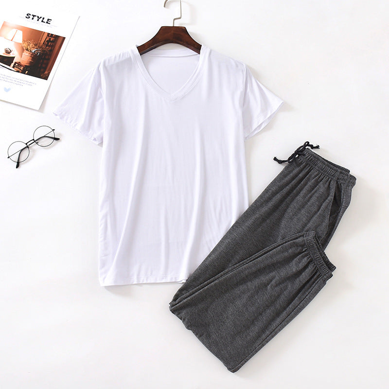 Men's Silk Short Sleeved Pants Set
