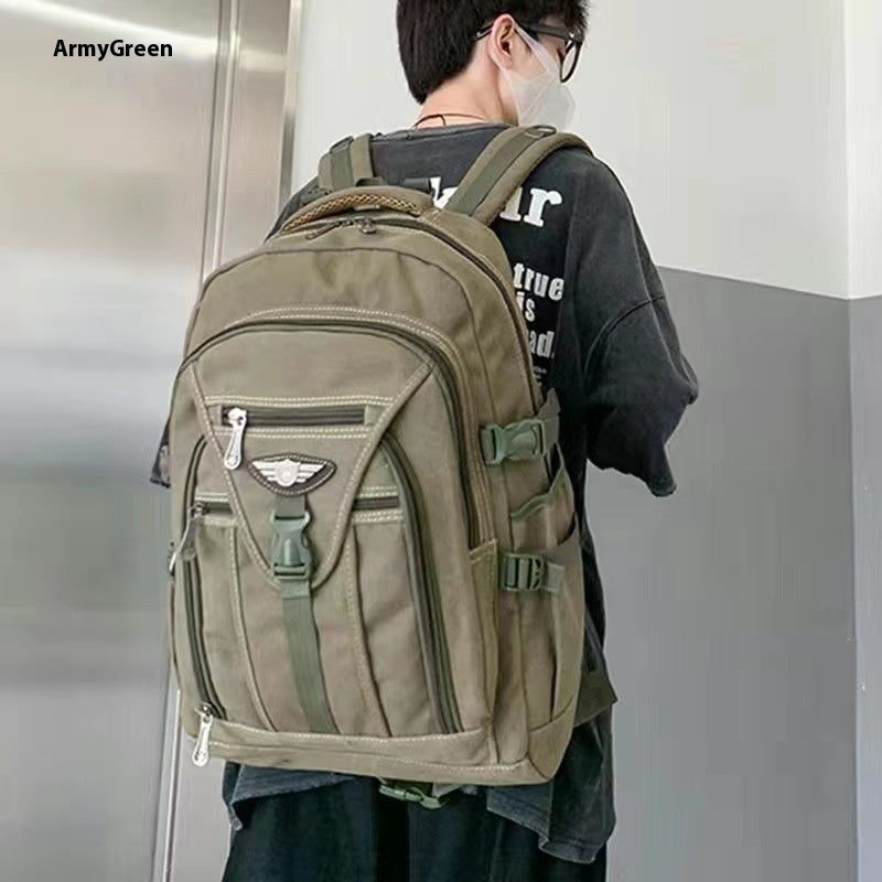 Men's Thick Canvas Backpack Wear-resistant And Durable