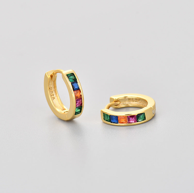 Simple circular zirconia earrings