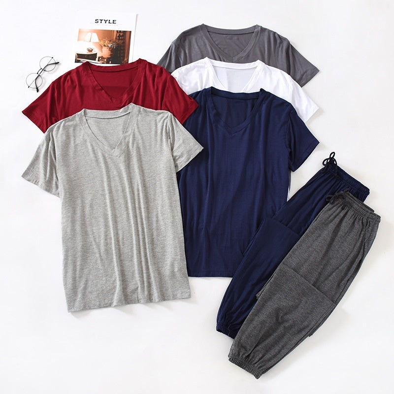 Men's Silk Short Sleeved Pants Set