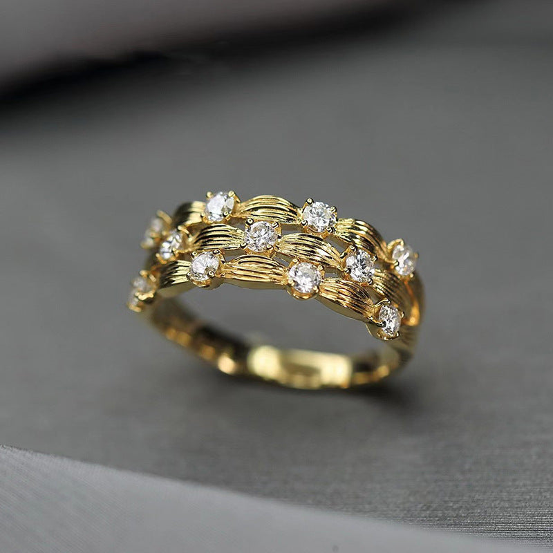 Women's Retro Starry Leaf Ring