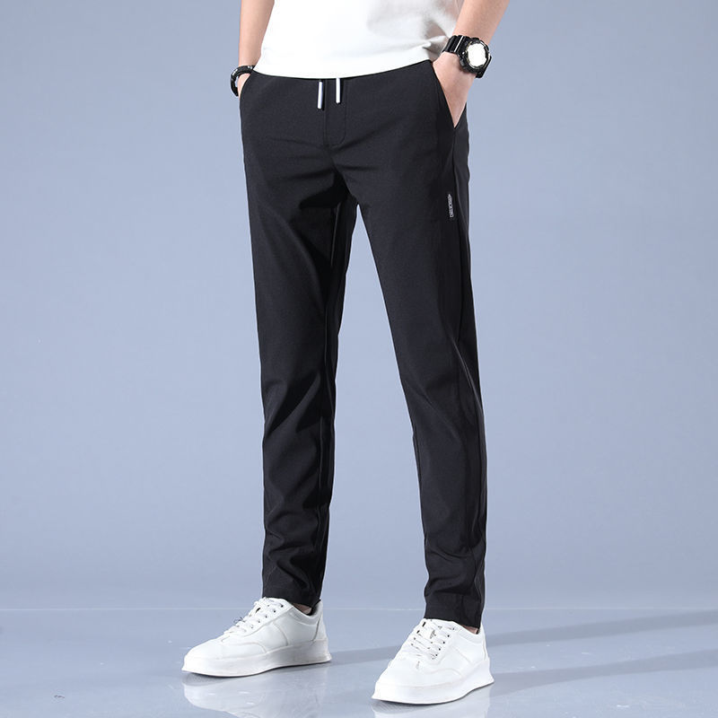 Men's casual silk straight pants