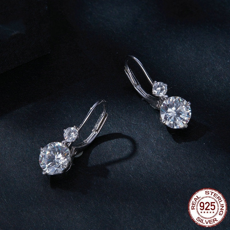1 Carat Moissanite Clip-On Earrings in S925 Sterling Silver