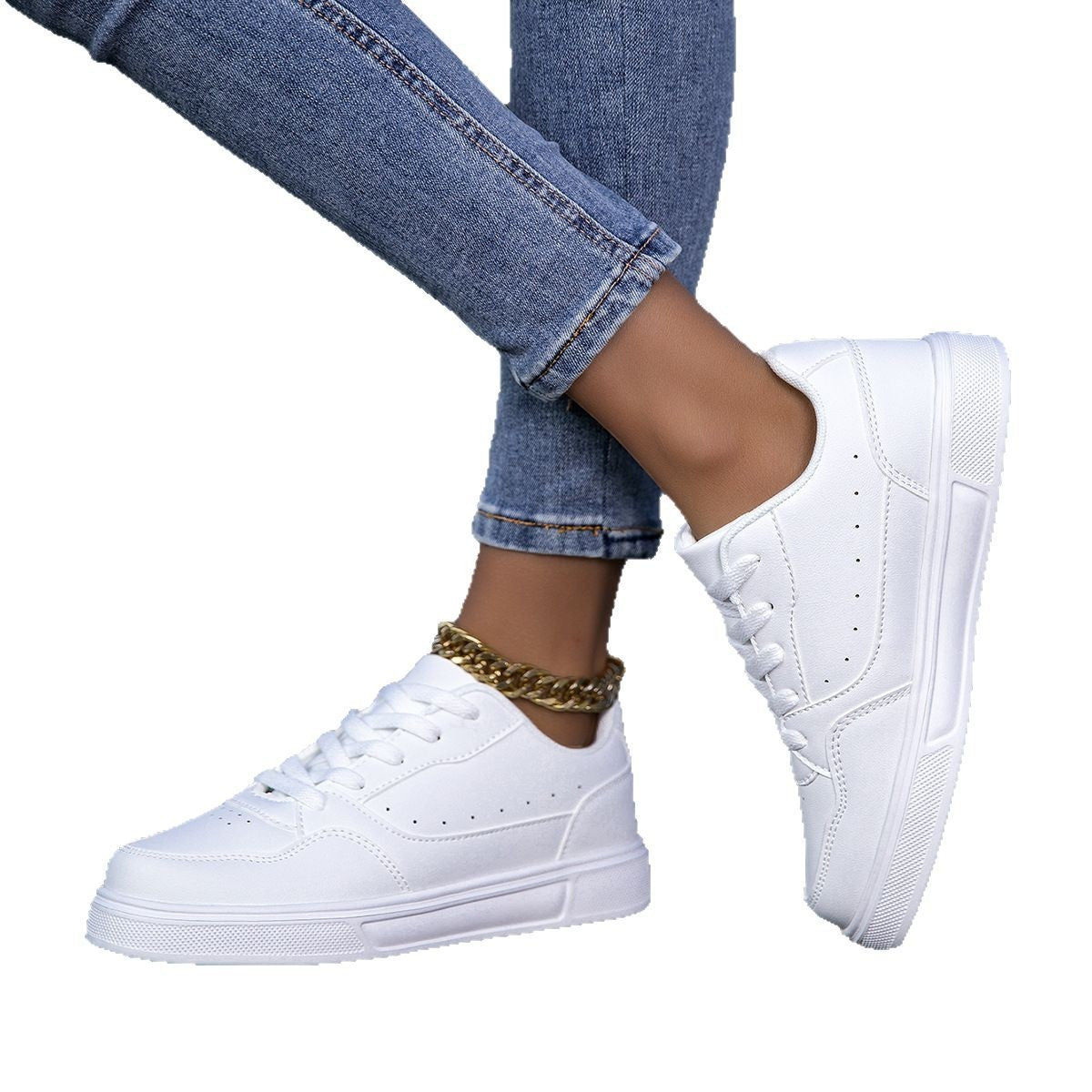 Breathable casual white sneakers
