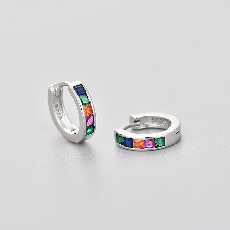 Simple circular zirconia earrings