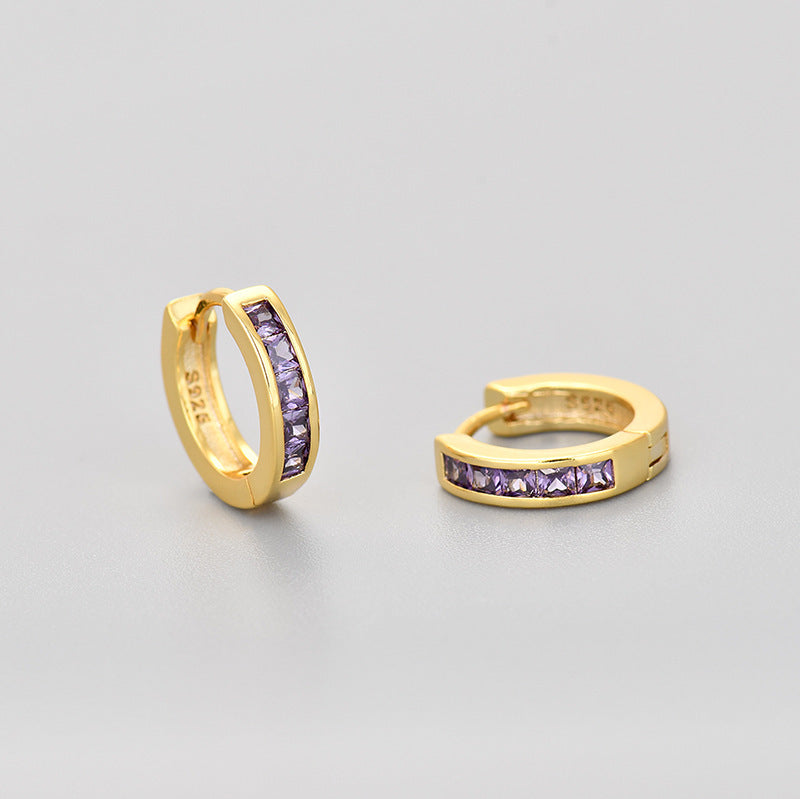 Simple circular zirconia earrings
