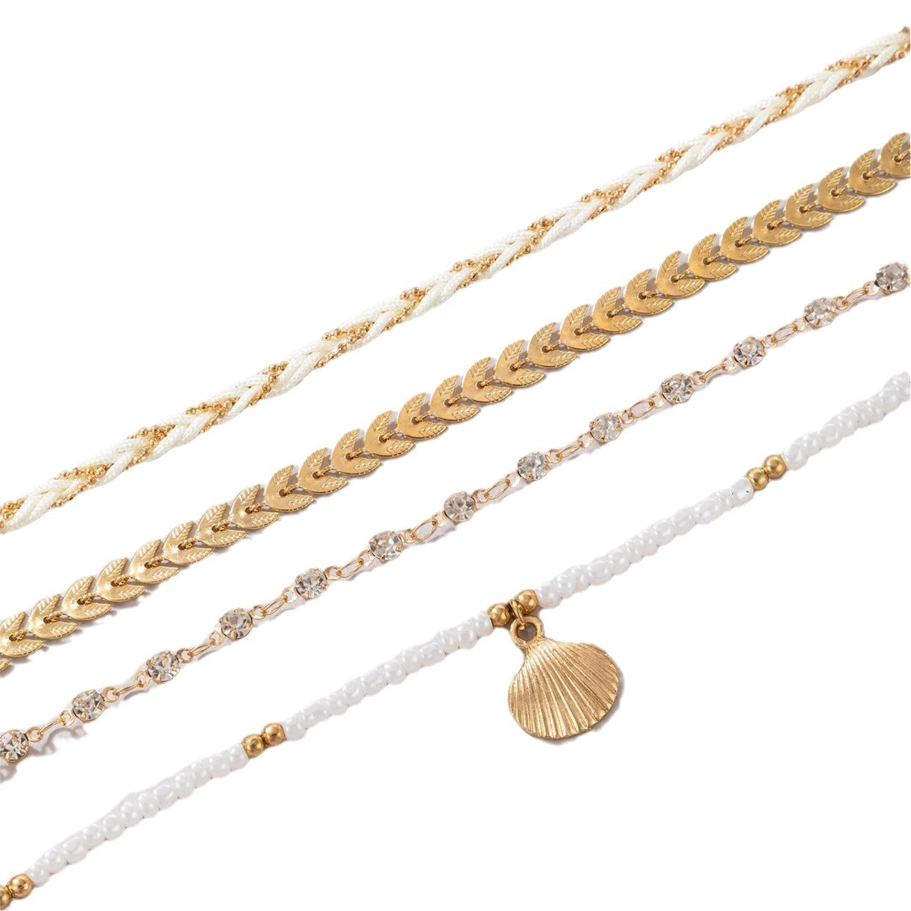 Set of 4 Unisex Bohemian Anklets