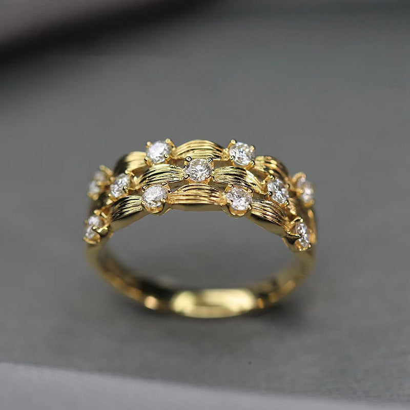 Women's Retro Starry Leaf Ring
