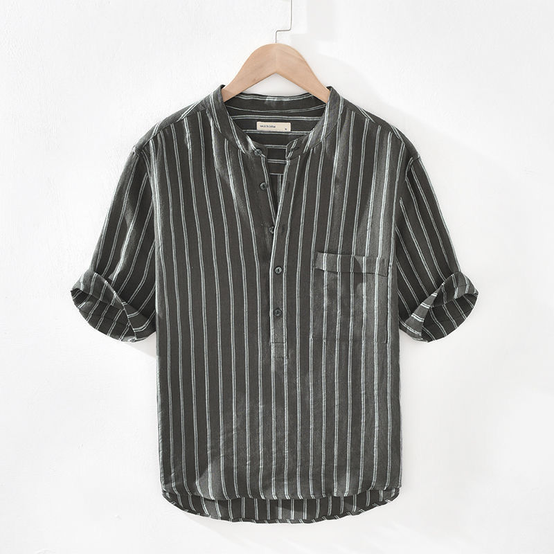 Men's Stand Collar Pullover Shirt