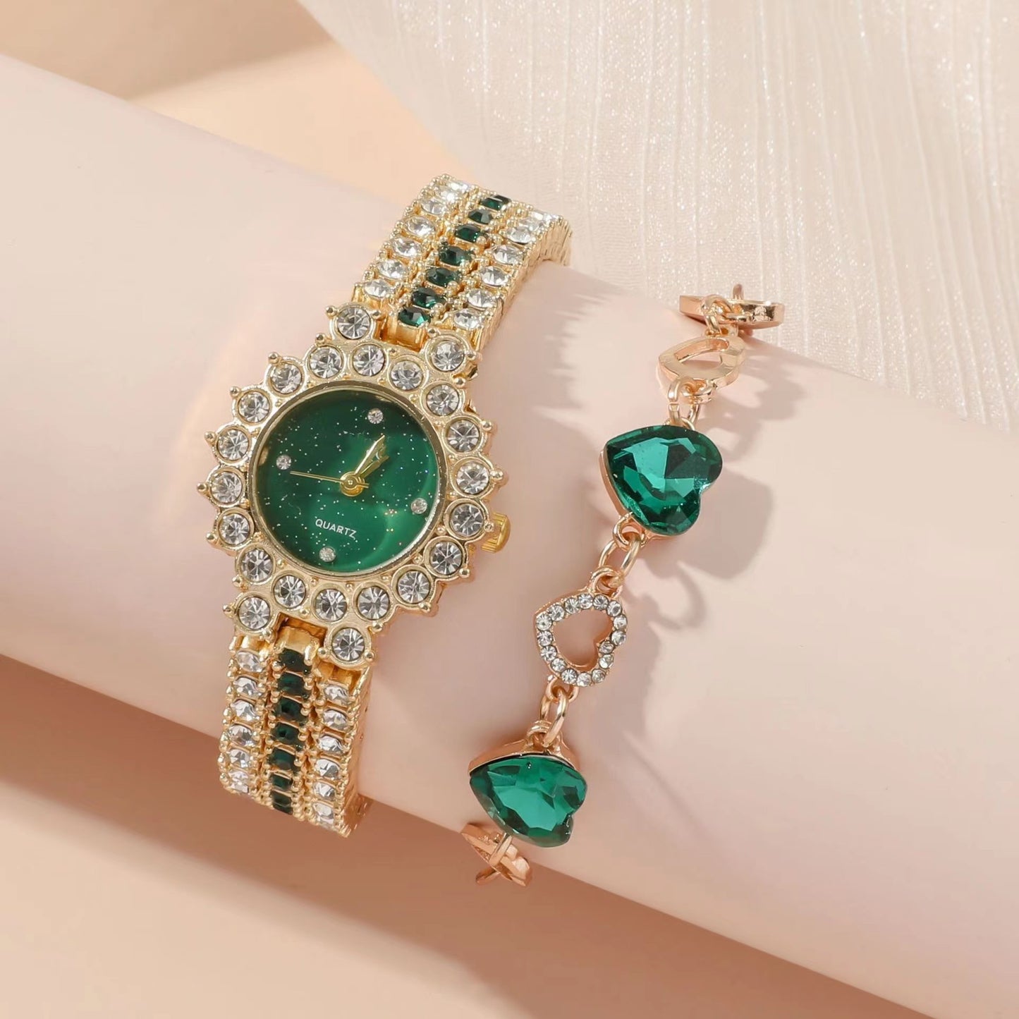 Women's Gift set with ring, steel bracelet and quartz watch