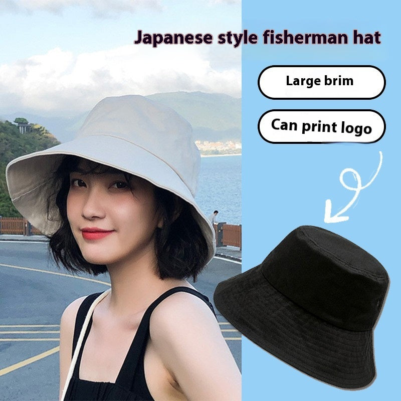 Women's Fisherman Hat Big Brim Sun Protection Solid Color Bucket Hat