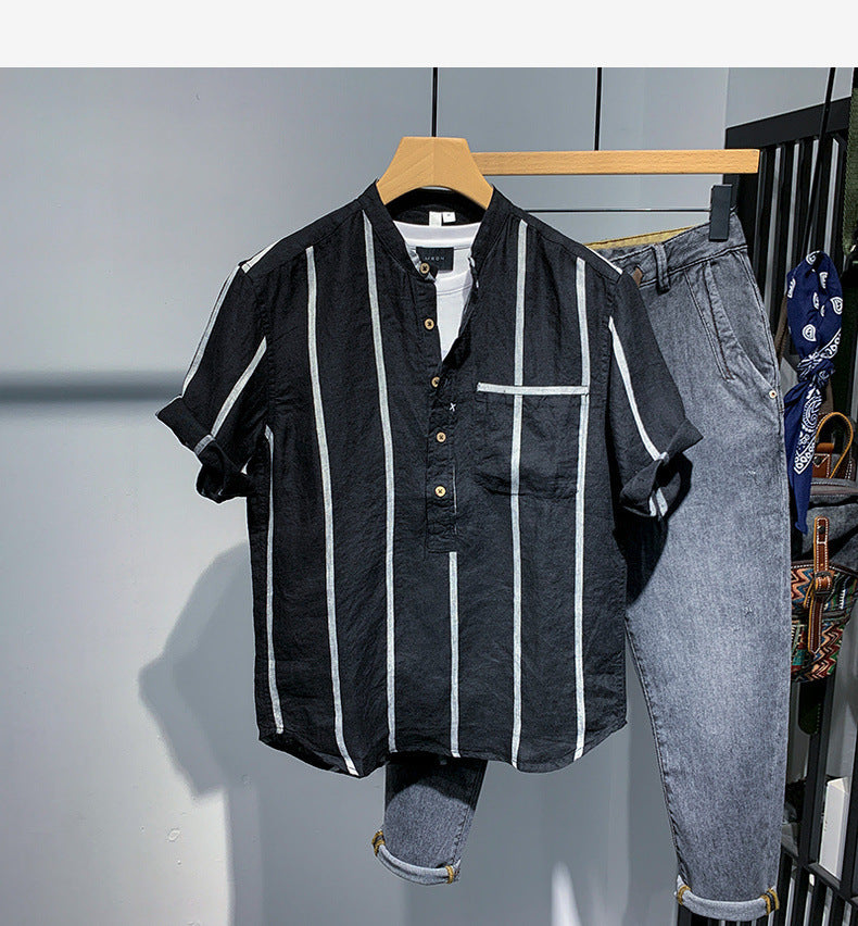 Men's Stand Collar Pullover Shirt