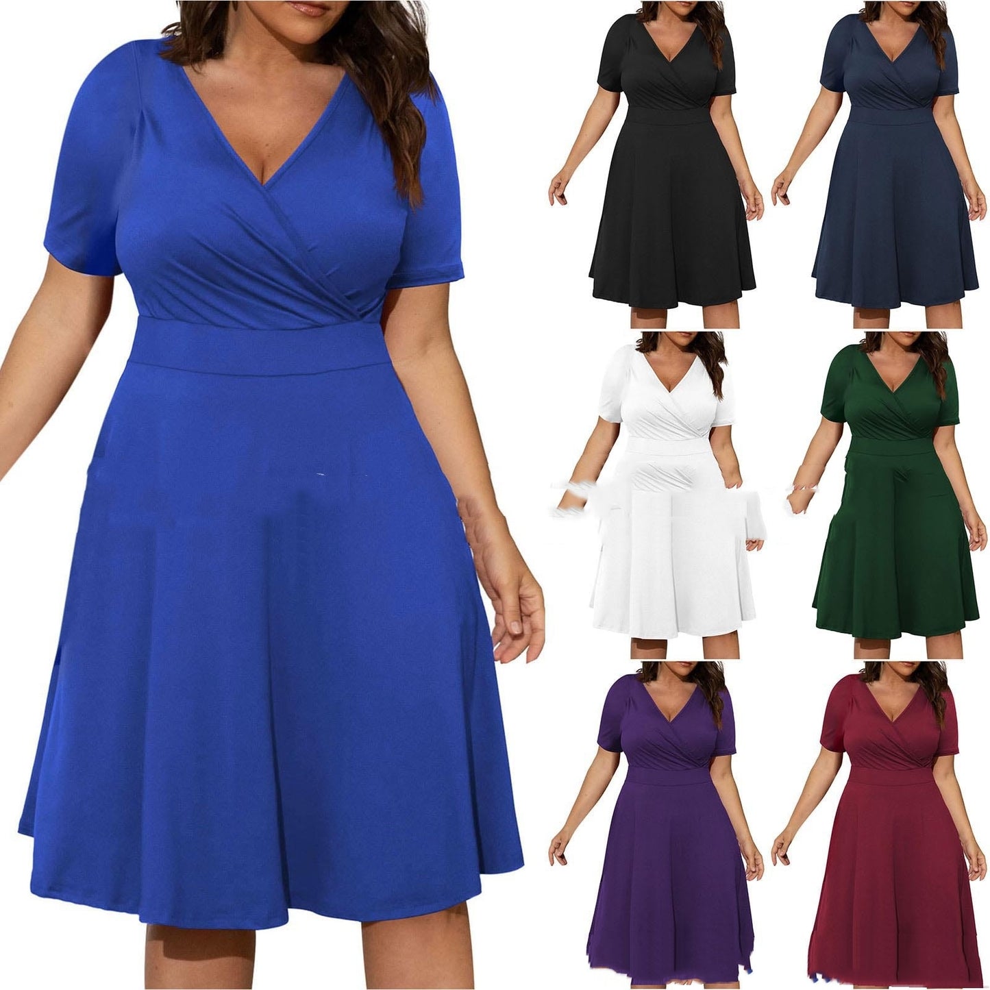 Women´s V-neck Fashion Casual Short Sleeve