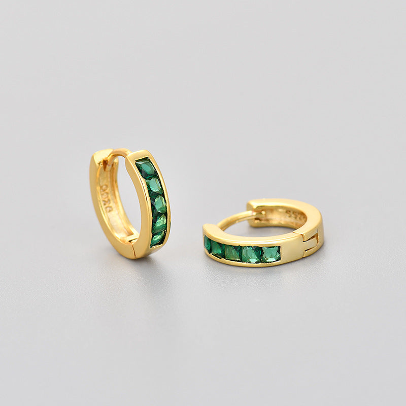 Simple circular zirconia earrings