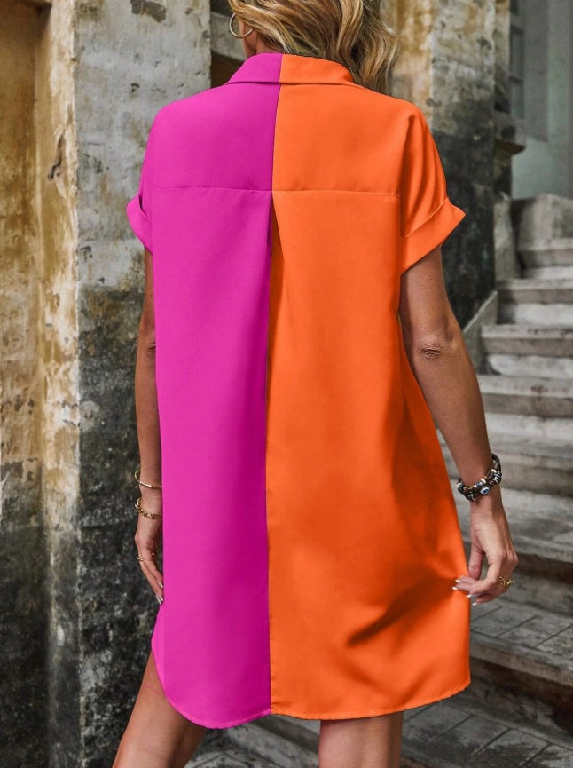 Women´s Two Tone Batwing Sleeve Shirt Dress