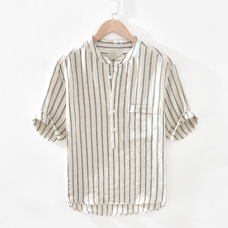 Men's Stand Collar Pullover Shirt