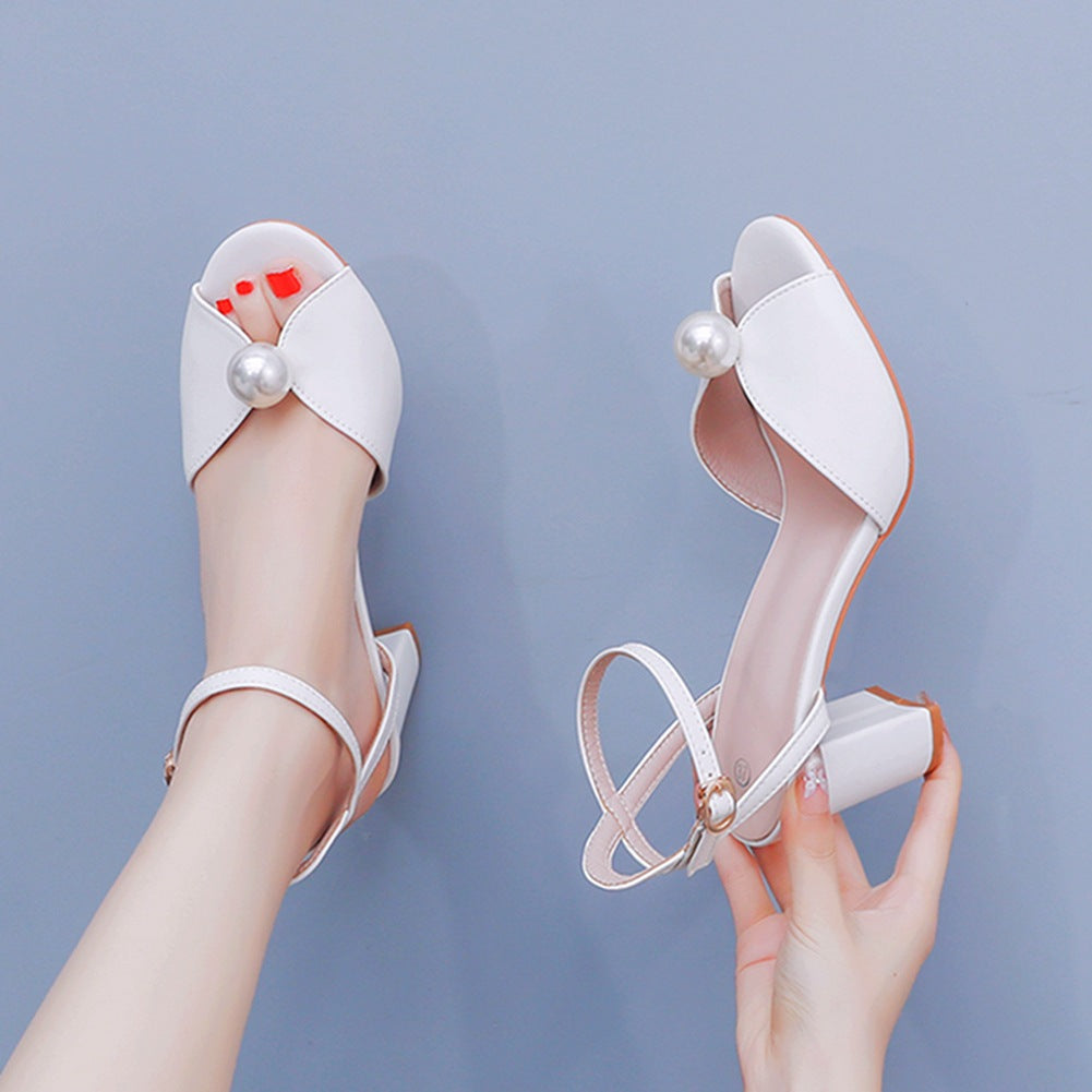 Chunky heel open toe shoes