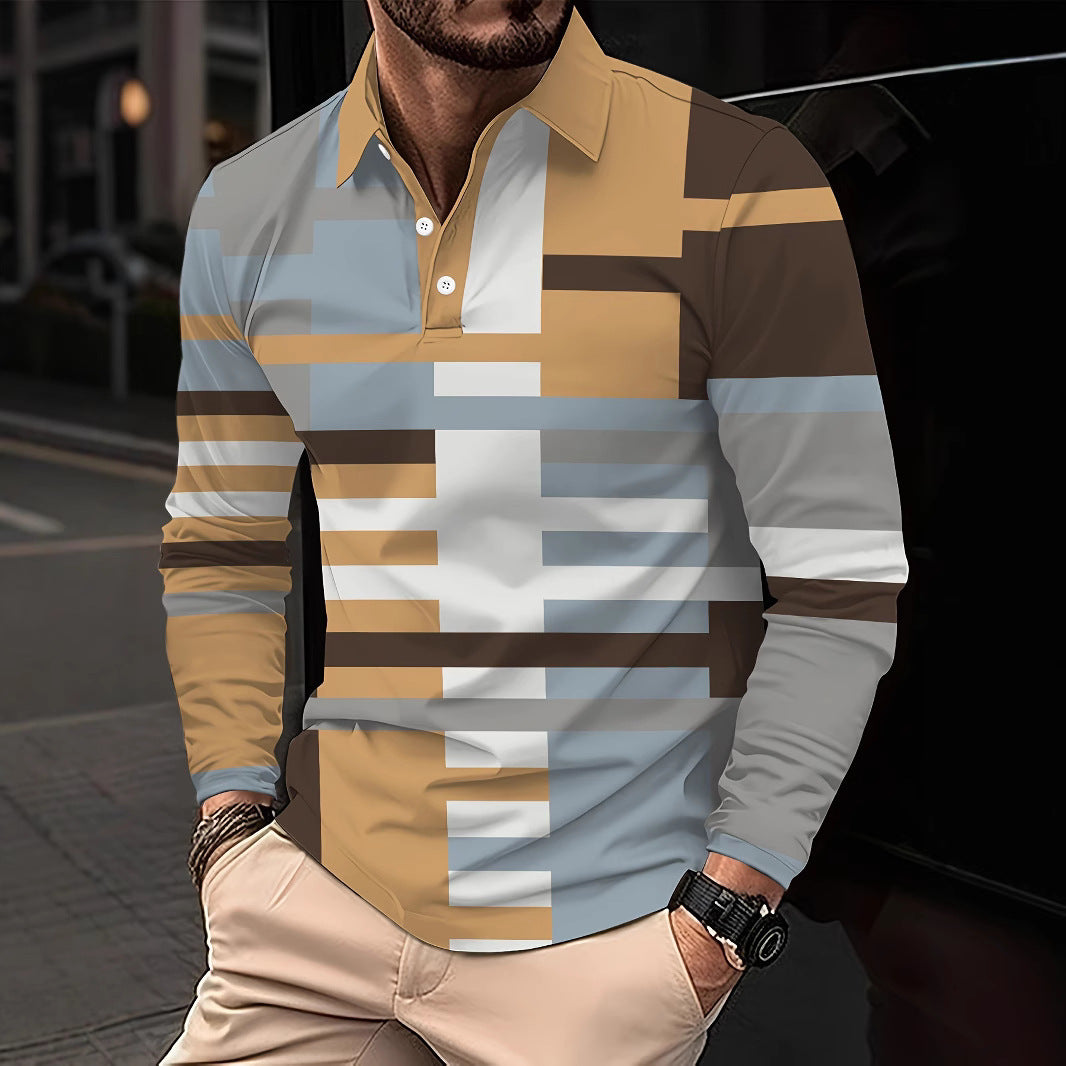 Men's long-sleeved polo shirt