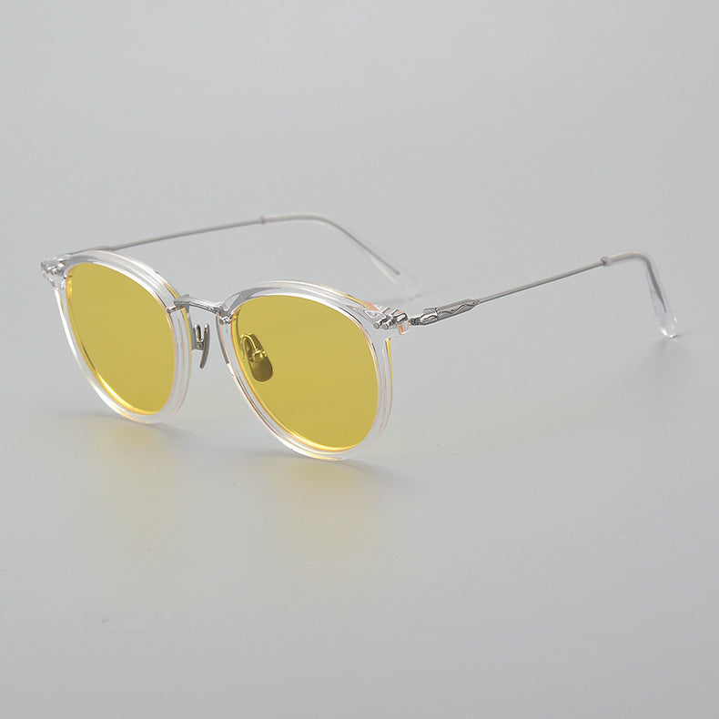 Transparent Handmade Medium Gold Pure Titanium Polarized Sunglasses
