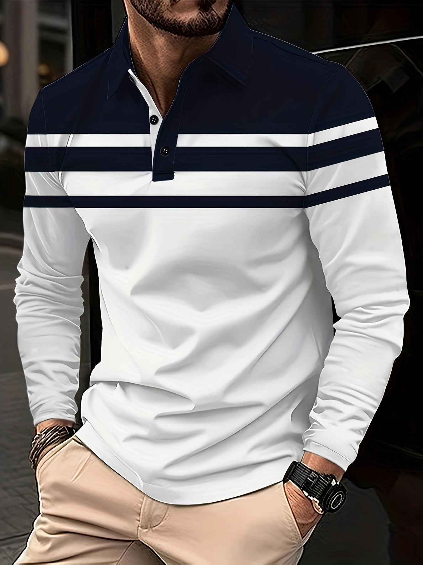 Men's long-sleeved polo shirt