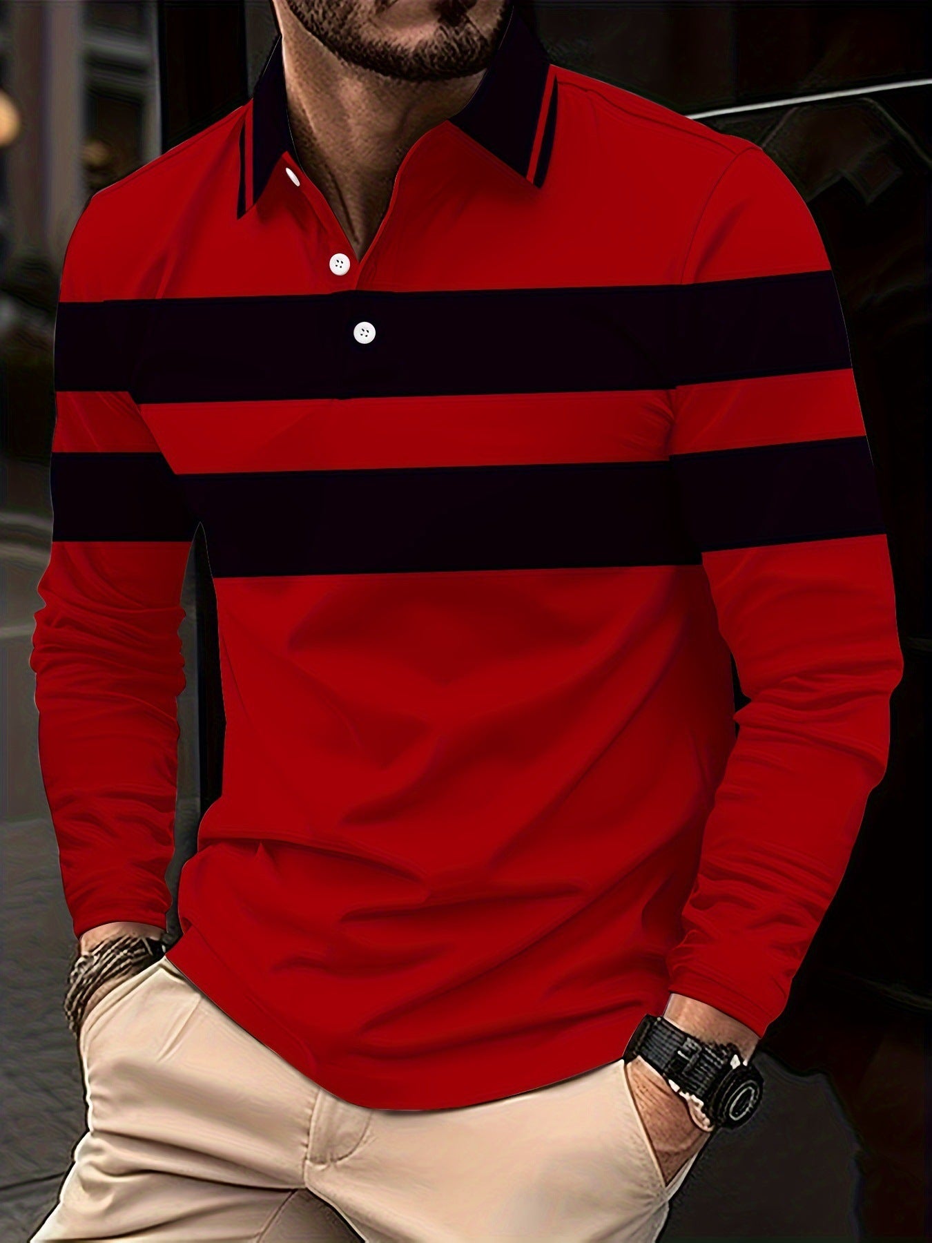 Men's long-sleeved polo shirt