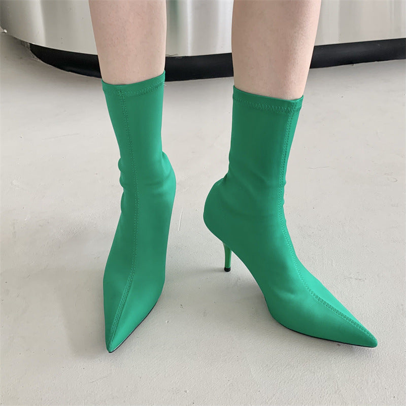 Women´s Mid-calf Heel Elastic Booties