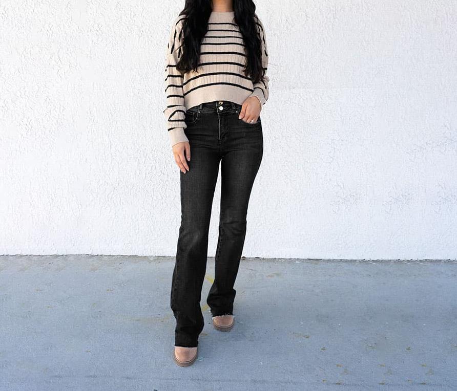 Women's Double Button Straight Leg Jeans